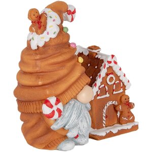 Clayre & Eef 6PR5309 Decor Zwerg cu LED 14x9x15 cm Maro/Albastru