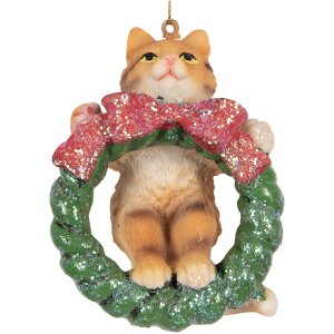 Clayre & Eef Ornament Agățat Pisică 6x5x9 cm Maro și...