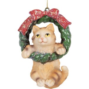 Clayre & Eef 6PR5314 Dekoration Anhänger Katze 6x5x9 cm Braun & Grün