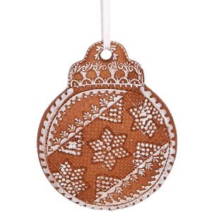 Clayre & Eef 6PR5316 Ornament Crăciun 8x2x10 cm Maro-Alb