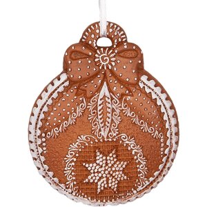 Clayre & Eef Ornament Crăciun 8x2x10 cm Maro & Alb