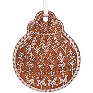 Clayre & Eef 6PR5318 Dekoration Anhänger Christbaumkugel 8x2x10 cm Braun Weiß