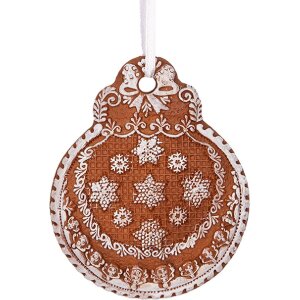 Clayre & Eef 6PR5319 Dekoration Anhänger Christbaumkugel 8x2x10 cm Braun Weiß