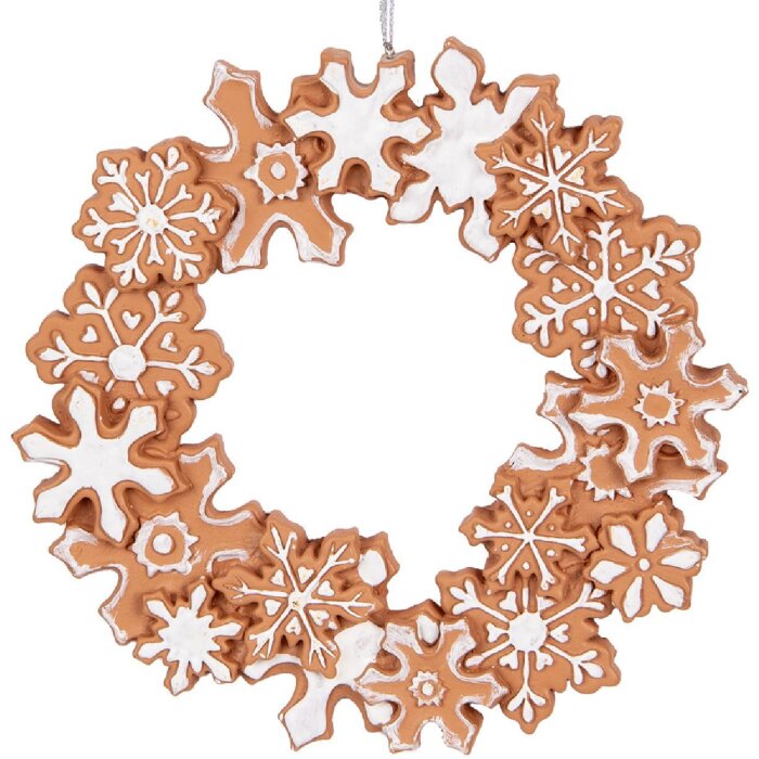 Clayre & Eef Decorațiune Pandantiv Coroană Crăciun 18x2 cm Braun Weiß