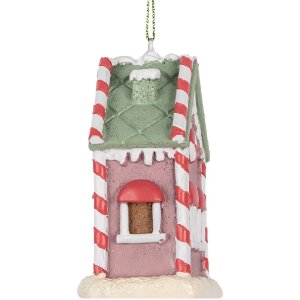 Clayre & Eef 6PR5325 Decorațiune Pandantiv Casă Roz, Alb, Roșu, Negru 6x4x8 cm