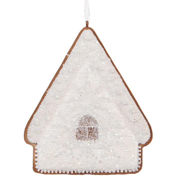 Clayre & Eef 6PR5328 Dekoration Anhänger Haus 9x1x10 cm Weiß Braun