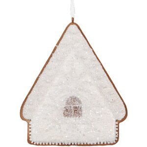 Clayre & Eef 6PR5328 Dekoration Anhänger Haus 9x1x10 cm Weiß Braun