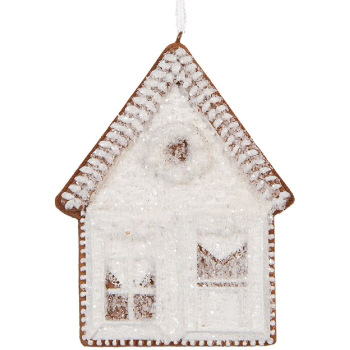 Clayre & Eef Ornament Casă 8x1x10 cm Alb și Maro