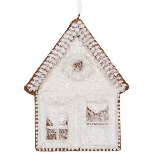 Clayre & Eef Ornament Casă 8x1x10 cm Alb și Maro