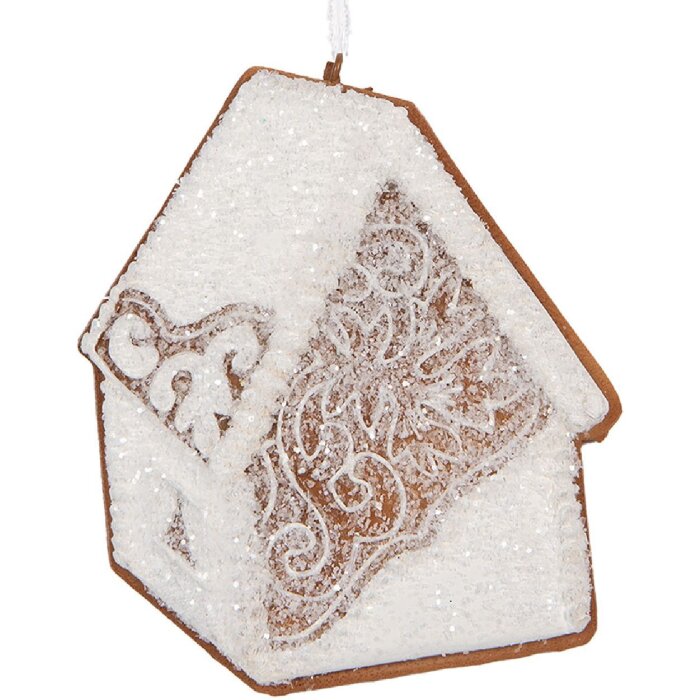 Clayre & Eef 6PR5334 Dekoration Anhänger Haus 9x1x10 cm Weiß Braun