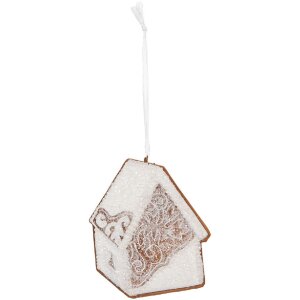 Clayre & Eef 6PR5334 Dekoration Anhänger Haus 9x1x10 cm Weiß Braun