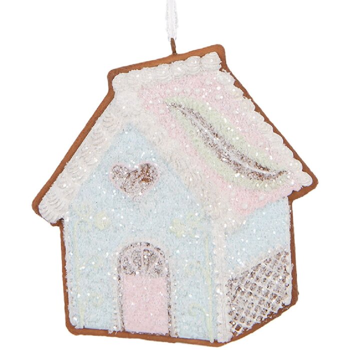 Clayre & Eef 6PR5338 Dekoration Anhänger Haus 9x1x10 cm Blau Weiß