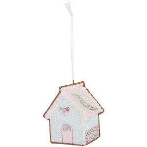 Clayre & Eef 6PR5338 Dekoration Anhänger Haus 9x1x10 cm Blau Weiß