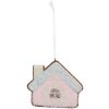Clayre & Eef 6PR5340 Dekoration Anhänger Haus 9x1x8 cm Rosa und Blau