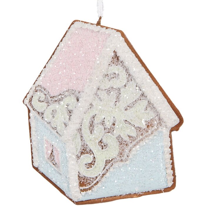 Clayre & Eef 6PR5341 Decorațiune Pandantiv Căsuță Albastru Roz 9x1x10 cm