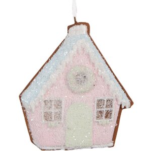 Clayre & Eef Ornament Casă Roz și Verde 9x1x10 cm