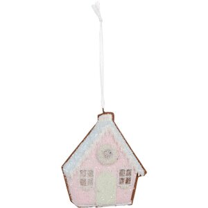 Clayre & Eef Ornament Casă Roz și Verde 9x1x10 cm