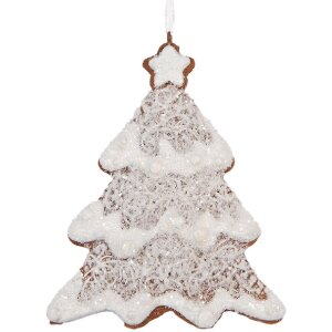 Clayre & Eef 6PR5343 Ornament Crăciun 9x1x10 cm Alb...