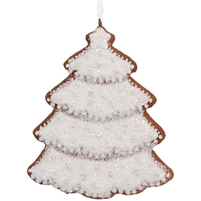 Clayre & Eef 6PR5345 Dekoration Anhänger Weihnachtsbaum 9x1x10 cm Weiß Braun