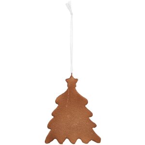 Clayre & Eef 6PR5349 Dekoration Anhänger Weihnachtsbaum 9x1x10 cm Weiß Braun