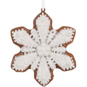 Clayre & Eef Ornament Fulg de Nea Alb 9x1x10 cm