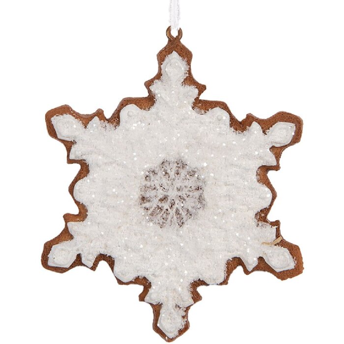 Clayre & Eef Ornament Decor Fulg de Nea Alb-Maro 9x1x10 cm