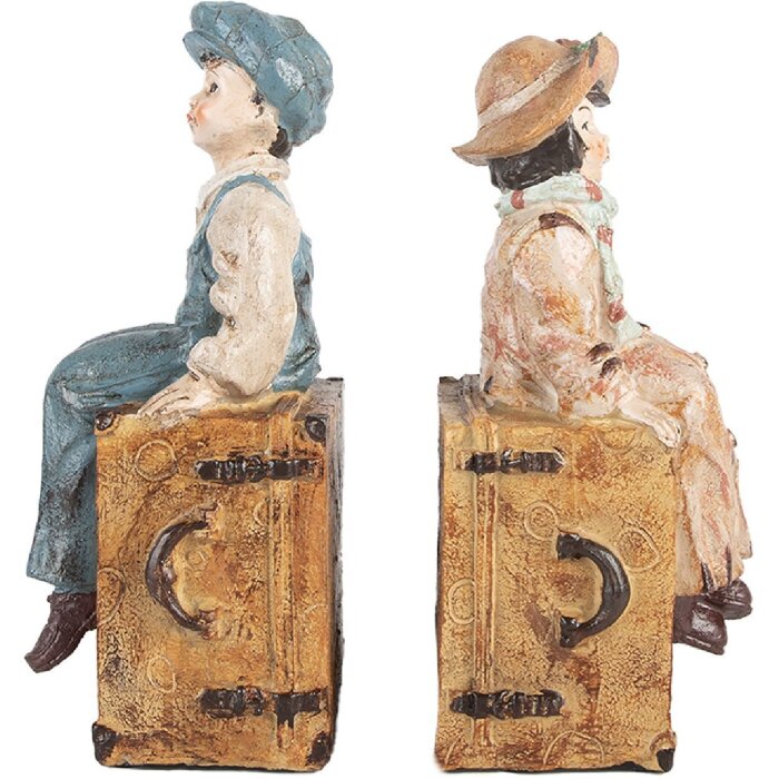 Clayre & Eef 6PR5556 Büchstütze 2er Set 19x10x22 cm Braun & Blau