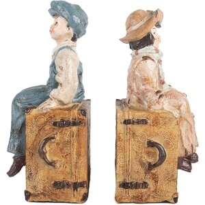 Clayre & Eef 6PR5556 Büchstütze 2er Set 19x10x22 cm Braun & Blau