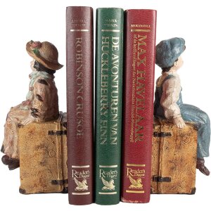 Clayre & Eef 6PR5556 Büchstütze 2er Set 19x10x22 cm Braun & Blau