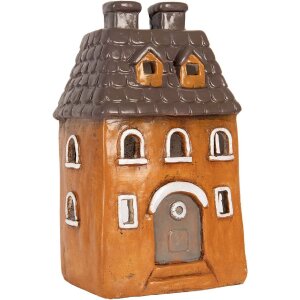 Clayre & Eef 6MG0126 Dekoration Haus 23x17x37 cm Orange Grau