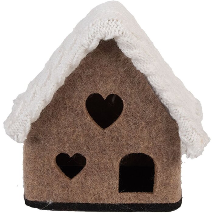 Clayre & Eef 66306 Filzhaus 13x10x13 cm Braun Weiß
