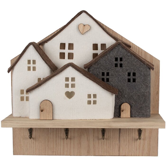 Clayre & Eef 66307 Garderobe mit Filzhäusern 40x13x40 cm