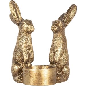 Clayre & Eef 6PR5741 Teelichthalter Kaninchen 10x8x12 cm Gold
