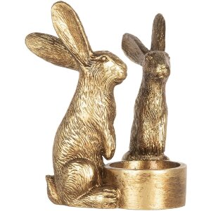 Clayre & Eef 6PR5741 Teelichthalter Kaninchen 10x8x12 cm Gold