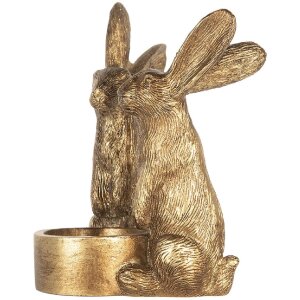 Clayre & Eef 6PR5741 Teelichthalter Kaninchen 10x8x12 cm Gold