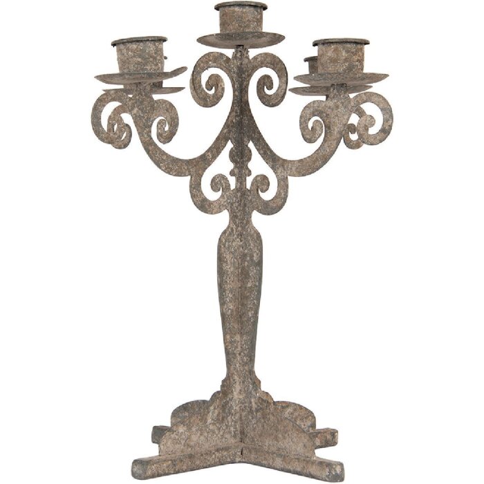 Clayre & Eef 6Y5819 Kerzenständer 21x21x26 cm Grau-Beige