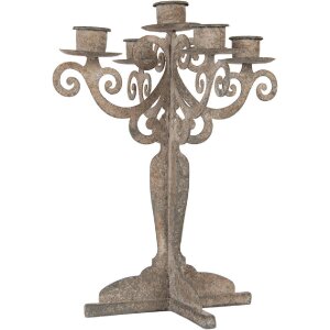 Clayre & Eef 6Y5819 Kerzenständer 21x21x26 cm Grau-Beige