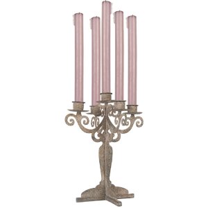 Clayre & Eef 6Y5819 Kerzenständer 21x21x26 cm Grau-Beige