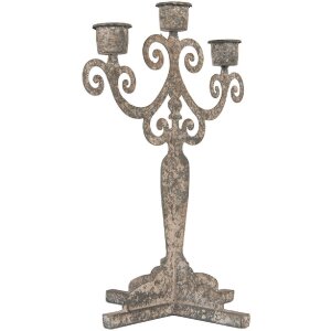 Clayre & Eef Suport Lumânări 21x15x25 cm Gri Bej