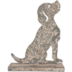 Clayre & Eef Decorațiune Câine 16x8x19 cm Gri Bej