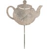 Clayre & Eef 6Y5831 Gartenstecker Teekanne 26x1x35 cm Grau Beige