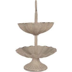 Clayre & Eef Etajeră 2 Etaje Ø 15x24 cm Gri Bej
