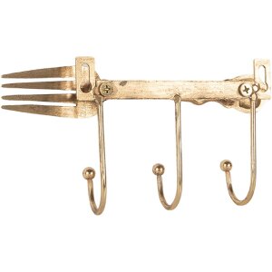 Clayre & Eef 6Y5897 Cuier Perete 3 Agățători Fier Auriu 18x4x9cm