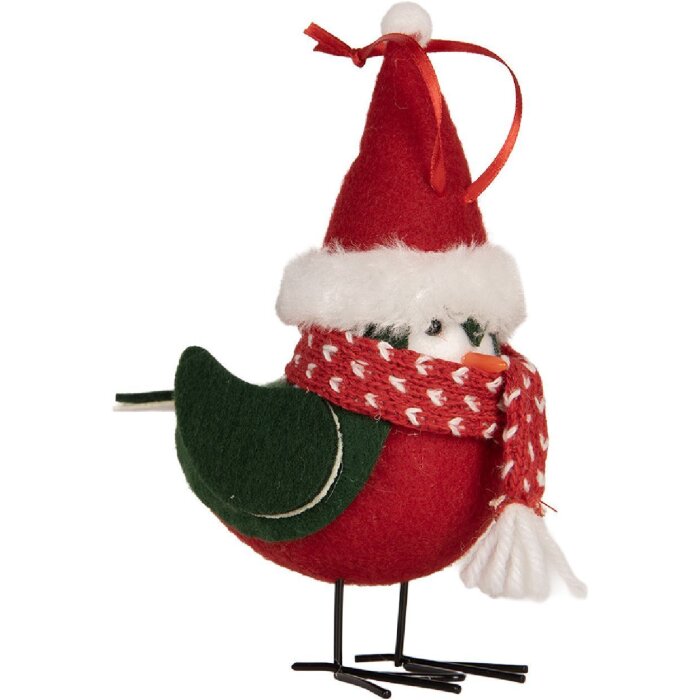 Clayre & Eef 66339 Decorațiune Păsare Roșu și Negru 11x7x12 cm