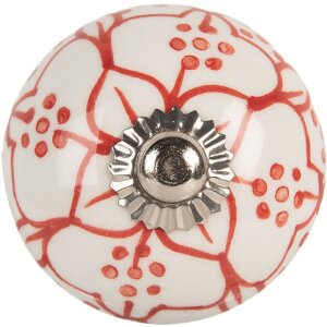Clayre & Eef 66435 Türknopf Weiß und Rot Ø 4x4 cm
