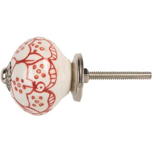 Clayre & Eef 66435 Türknopf Weiß und Rot Ø 4x4 cm
