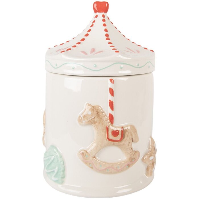 Sticlă de depozitare Clayre & Eef Ø 15x22 cm alb/maro