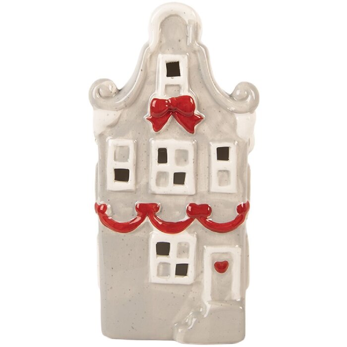 Clayre & Eef 6CE2219G Dekoration Haus LED 11x9x22 cm Grau und Weiß