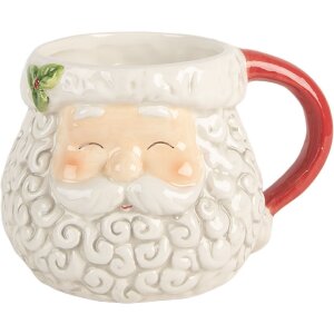 Clayre & Eef 6CEMU0201R Becher 16x11x10 cm / 550 ml Weiß Rot