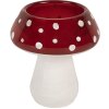 Sticlă de lumânare în formă de ciupercă Clayre & Eef, Ø 7x7 cm, alb-roșu